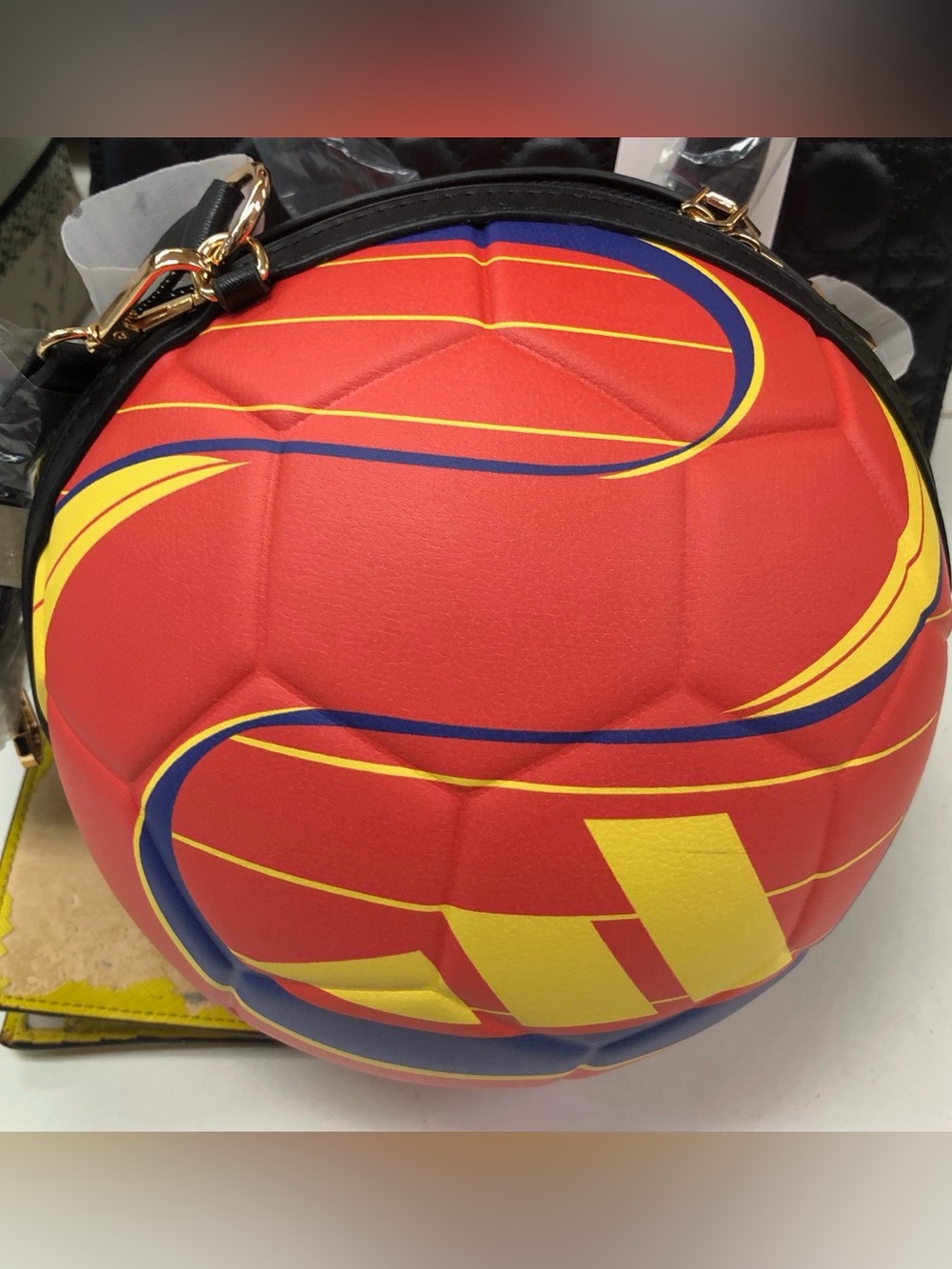 Spain Soccer Ball Round Crossbody Bag Red And Yellow - Picture 1 of 1
